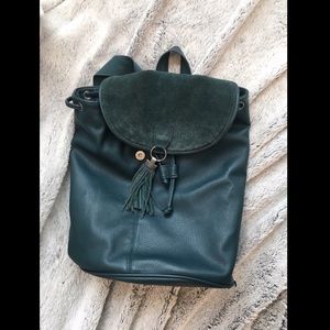 Faux leather drawstring bag